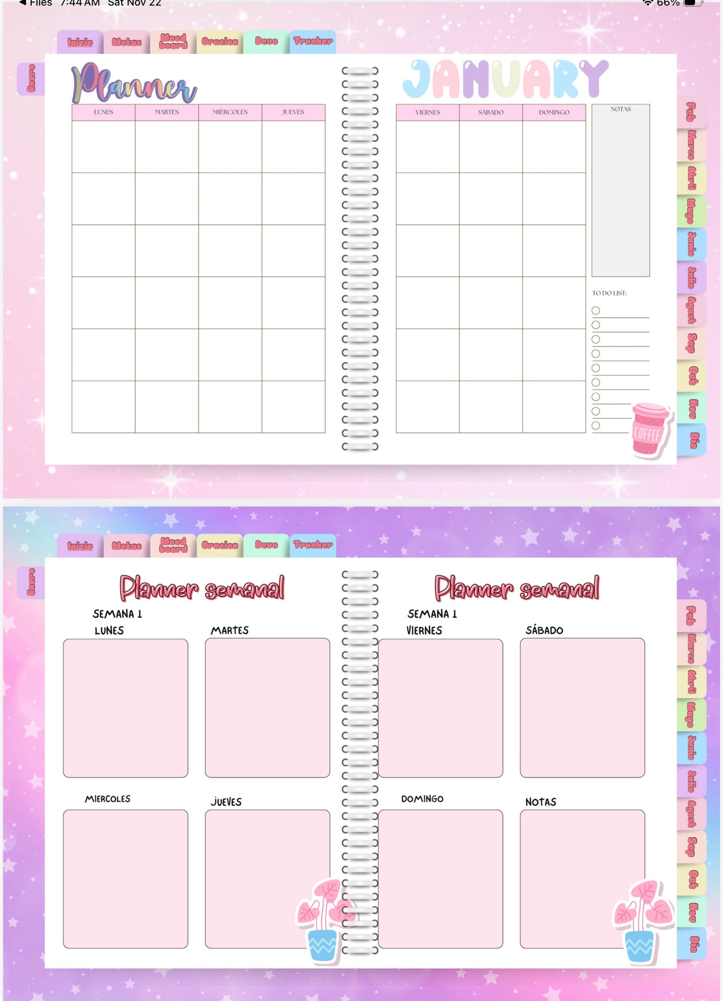 Planner digital Galaxy 2026 para iPad o tablet